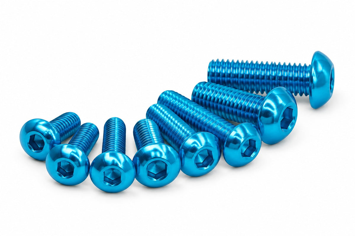 M6 Anodised Aluminium Button/Dome Head Screws 5 Pack